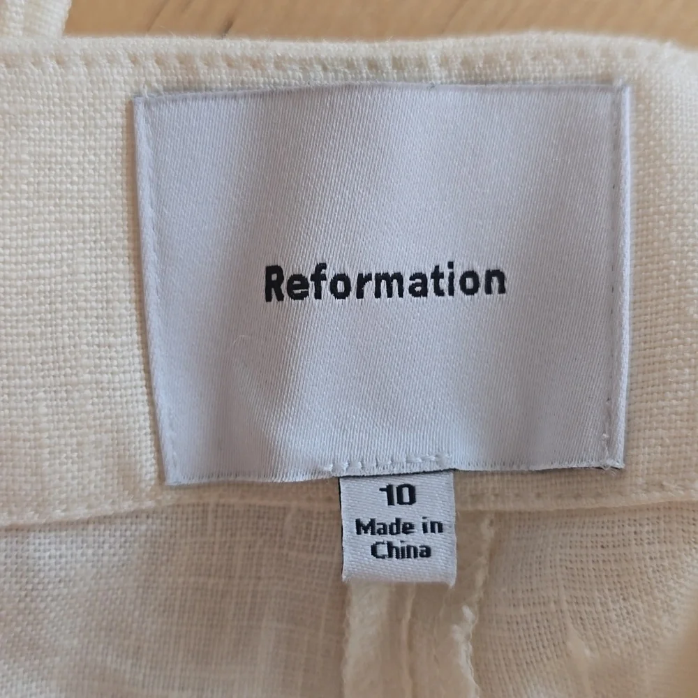 Reformation Wide Leg Belted Linen Pants Yellow Size 10 NWT